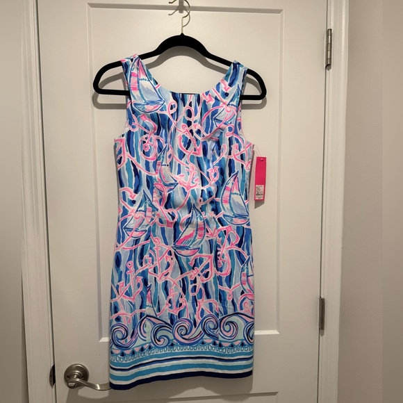 Lilly Pulitzer, Mila Stretch Shift Dress Anchor Skim Blue NWT 005616 Reel Nauti - Picture 1 of 2